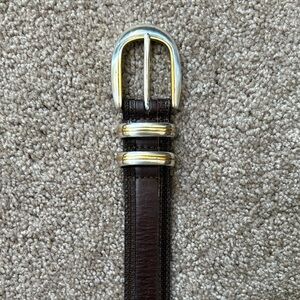 Unisex Brown Leather Belt with Silver Buckle